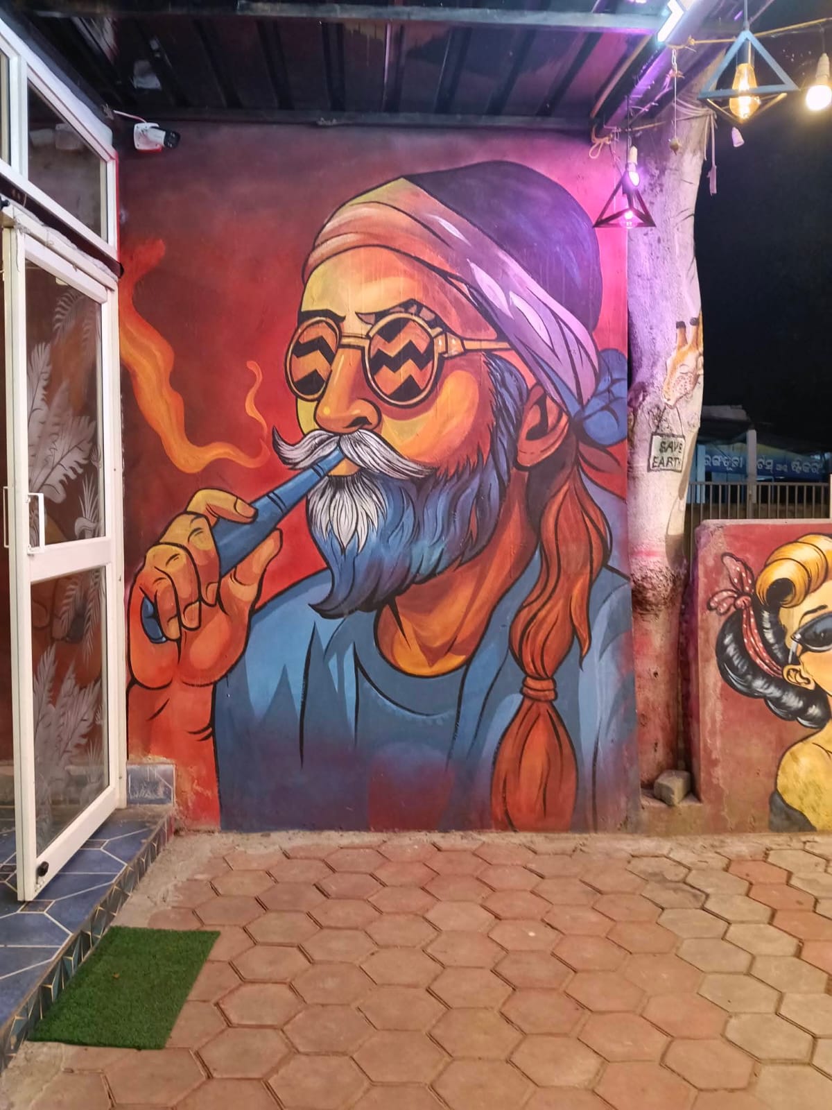 Hand-painted art inside the restaurant.
